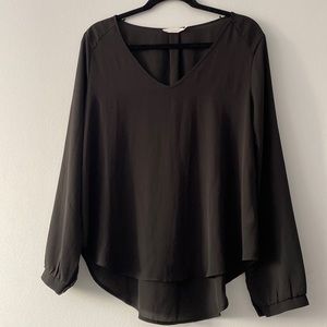 Lush Black sheer long sleeve top size L